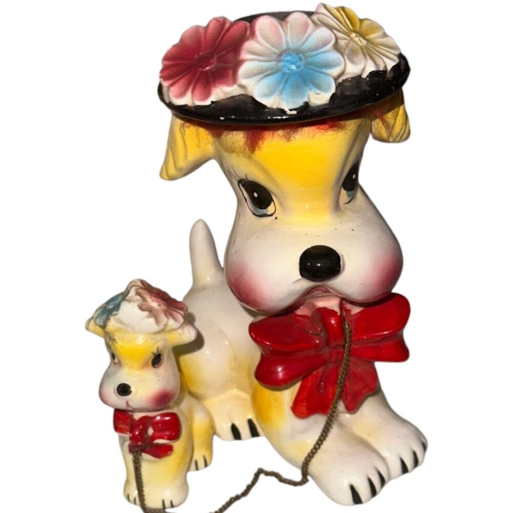 Vintage Wales Japan Yellow Dog Family on Chain